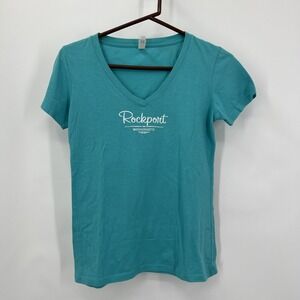 Ideal by Next Level V-Neck T Shirt "Rockport Massachusetts" Medium